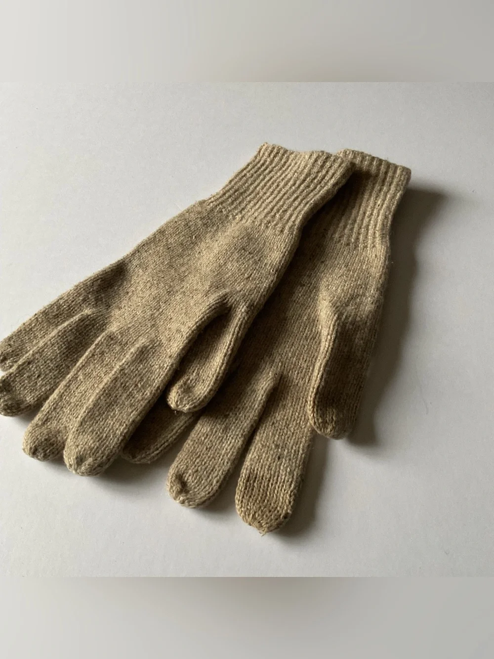 MADEWELL WOMENS MERINO WOOL KNIT GLOVES BEIGE HEATHER MARL NWOT